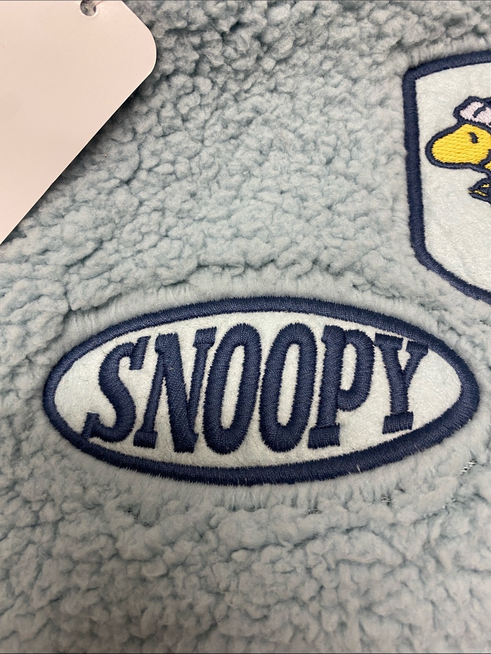 Peanuts Light Blue Sherpa Pullover Jacket with Snoopy Ski Embroidery - Picture 6 of 10